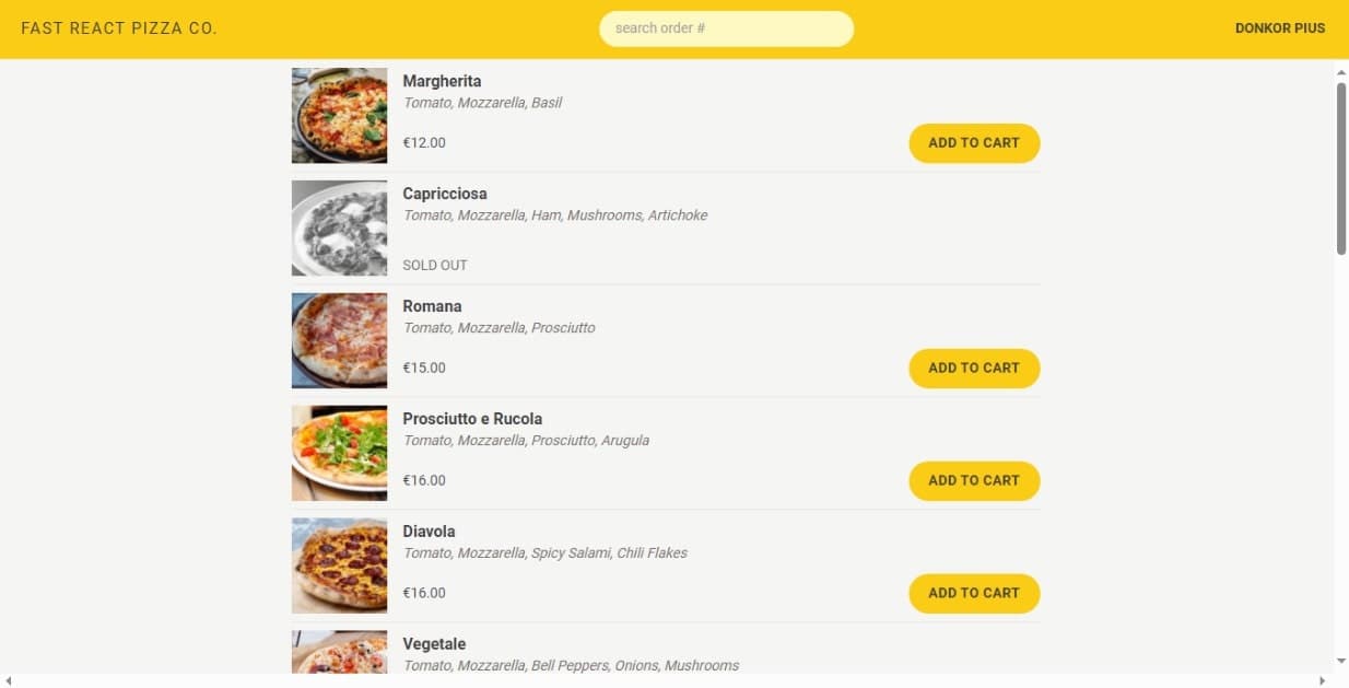React pizza app picture